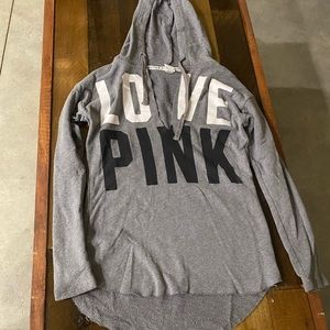 Pink VS Gray V-Neck Hoodie in Small